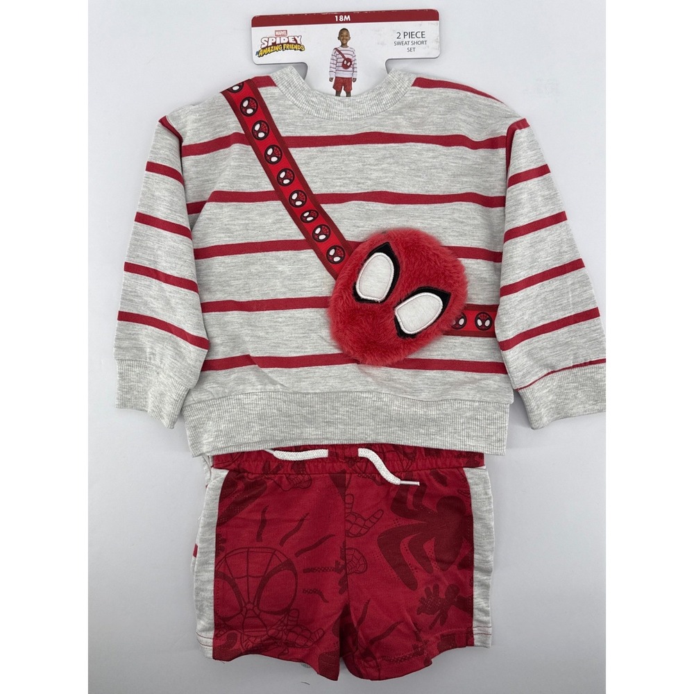 Marvel Spidey and His Amazing Friends Toddler Boys 2pc Sweat Short Set 18M Red